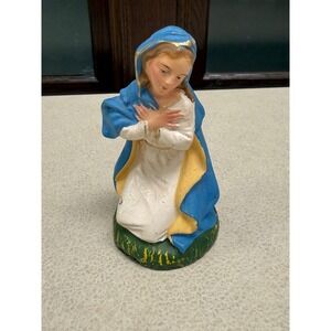 Vintage Hand Painted Religious Figurine Virgin Mary Kneeling Italy